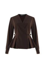 Load image into Gallery viewer, Exquise - Ashlynn Belted-Lapel Blouse