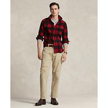 Load image into Gallery viewer, Model wearing POLO Ralph Lauren - L/S Knit Flannel Sportshirt - Plaid in Red/Polo Black.