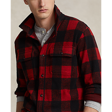 Load image into Gallery viewer, Model wearing POLO Ralph Lauren - L/S Knit Flannel Sportshirt - Plaid in Red/Polo Black.