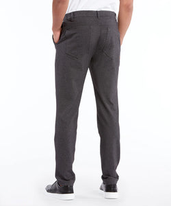 Model wearing Public Rec - All Day Every Day 5-Pocket Pant in Heather Charcoal - back.