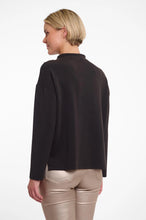 Load image into Gallery viewer, Model wearing Rino & Pelle - Hanne Mock Neck Scuba Top in Black - back.
