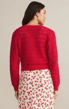 Load image into Gallery viewer, Model wearing ZSupply - Romance Cardigan in Cherry - back.