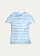Load image into Gallery viewer, Herno Women's Iconic Nylon Ultralight Cap Sleeve Jacket Celeste.