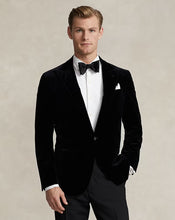 Load image into Gallery viewer, Model wearing POLO Ralph Lauren - Tailored Velvet Jacket in Black.