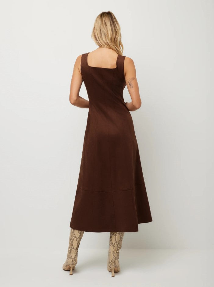 Fifteen Twenty - Madalyn Faux Suede Stitch Detail Midi Dress