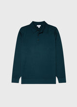 Load image into Gallery viewer, Sunspel - Fine Merino Wool LS Polo Shirt in Peacock.