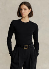 Load image into Gallery viewer, Model wearing Polo Ralph Lauren - L/S Ribbed Cotton Tee in Black.
