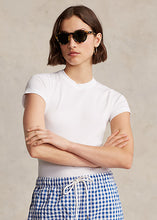 Load image into Gallery viewer, Model wearing Polo Ralph Lauren - Ribbed Cotton Tee in White..