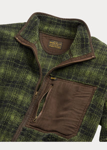 RRL - Plaid Fleece Jacket in Green Plaid.