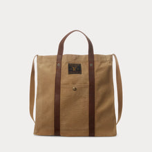 Load image into Gallery viewer, RRL - Leather-Trim Canvas Tote in Khaki/Brown.