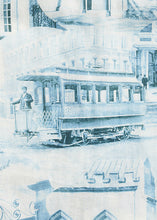 Load image into Gallery viewer, RRL - Postcard-Printed Linen-Cotton S/S Camp Shirt in Cream/Blue.