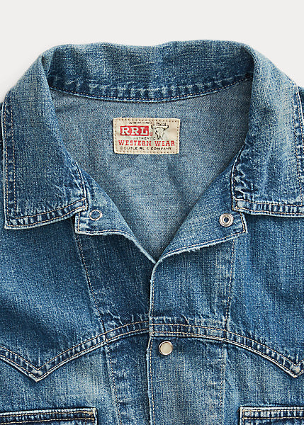 RRL Valero Denim Trucker Jacket in Green for Men