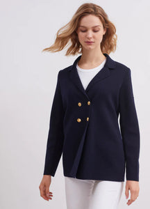 Model wearing Saint James - Charente Sweater in Navy.