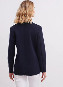 Model wearing Saint James - Charente Sweater in Navy - back.