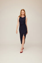 Load image into Gallery viewer, Model wearing Fifteen Twenty - Maddie Side Knot Midi Dress in Navy.
