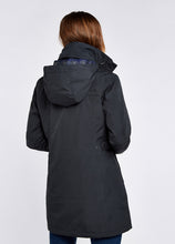 Load image into Gallery viewer, Model wearing Dubarry - Beaufort Travel Coat in Navy - back.
