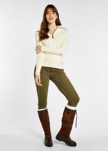 Model wearing Dubarry Rosmead Sweater in Chalk.