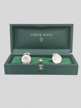 Load image into Gallery viewer, Codis Maya - Stone Bow Cufflinks in Mother of Pearl.
