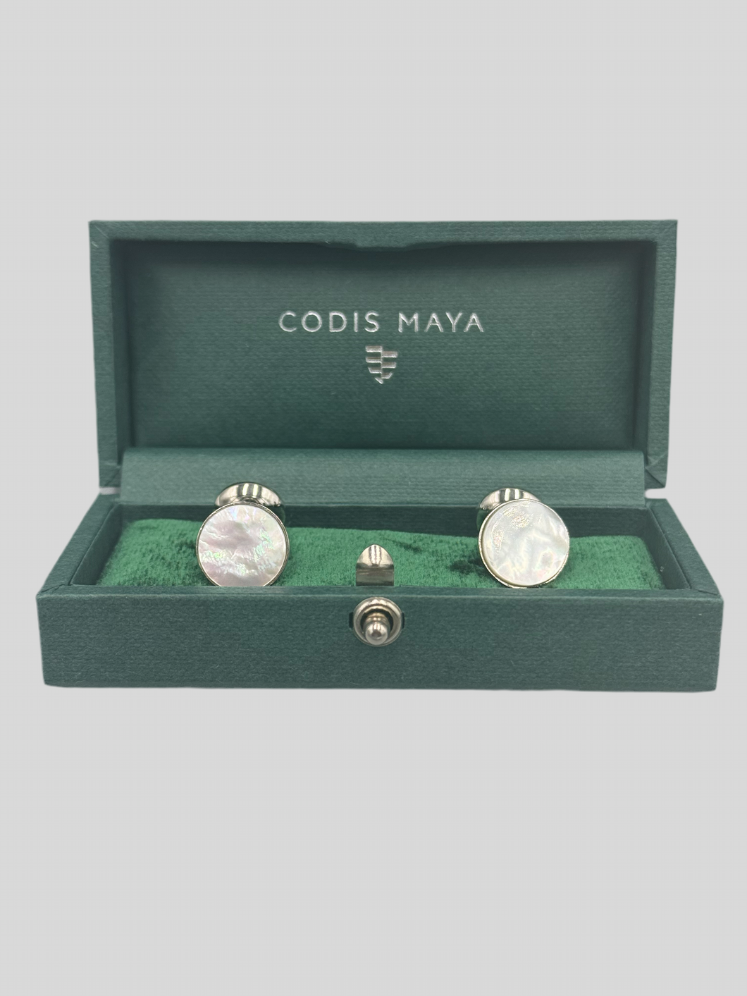 Codis Maya - Stone Bow Cufflinks in Mother of Pearl.