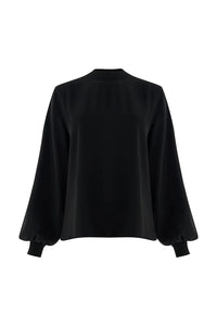 Exquise - Joelle Black Long Sleeve High Neck Blouse