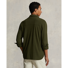 Load image into Gallery viewer, Model wearing POLO Ralph Lauren - L/S Knit Flannel Sportshirt in Company Olive - back.
