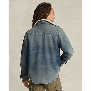 Model wearing POLO Ralph Lauren - L/S 2x1 Denim RL Western Shirt in Squires - back.