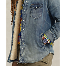 Load image into Gallery viewer, Model wearing POLO Ralph Lauren - L/S 2x1 Denim RL Western Shirt in Squires
