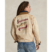Load image into Gallery viewer, Model wearing POLO Ralph Lauren - Sportman Cotton Canvas Full-Zip Jacket w/ Corduroy Collar in Pennekamp - back.
