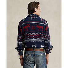Load image into Gallery viewer, Model wearing POLO Ralph Lauren - L/S Holiday Jacquard Matlock Work Shirt w/ Pockets in Holiday Jacquard - back.
