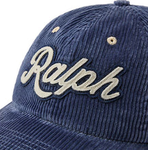 Load image into Gallery viewer, POLO Ralph Lauren -Corduroy Authentic &quot;Ralph&quot; Patch Baseball Cap
close up
Color Boston Navy
