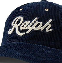 Load image into Gallery viewer, POLO Ralph Lauren -Corduroy Authentic &quot;Ralph&quot; Patch Baseball Cap
close up
Color Hunter Navy
