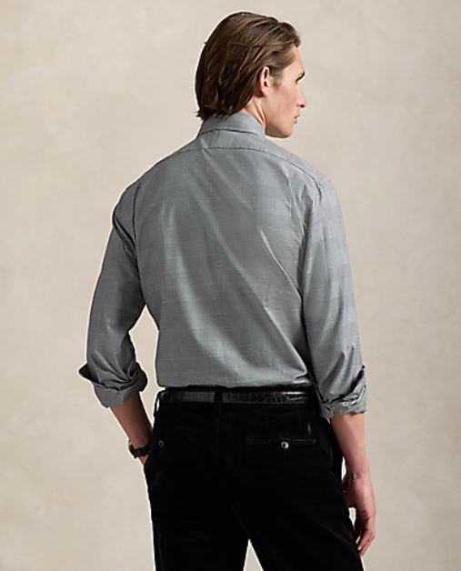 Model wearing POLO Ralph Lauren - LS Luxury Twill Sport Shirt - Polo Black/white - back