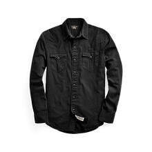 Load image into Gallery viewer, RRL - L/S Cotton/Twill Heritage Western Style Workshirt in Polo Black.
