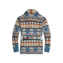 Load image into Gallery viewer, RRL - L/S Cotton/Linen/Silk Ranch Shawl Cardigan Sweater w/ Belt in Blue Multi.
