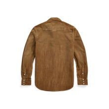 Load image into Gallery viewer, RRL - L/S Cotton/Corduroy Buffalo Western Workshirt in Faded Tan - back.
