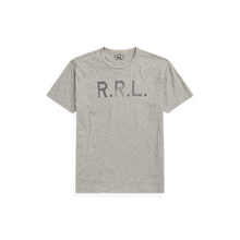 Load image into Gallery viewer, RRL - S/S Cotton Jersey Knit &quot;R.R.L.&quot; Graphic T-Shirt in Heather Grey.
