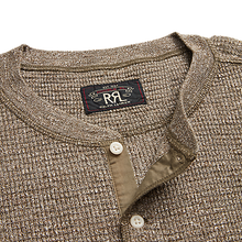 Load image into Gallery viewer, RRL - L/S Waffle Knit Henley in Olive Heather.

