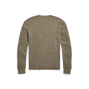 RRL - L/S Waffle Knit Henley in Olive Heather - back.