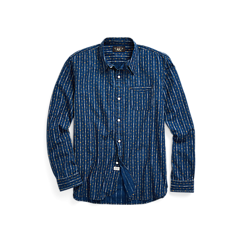 RRL - L/S Cotton Plainweave Workshirt in Indigio/Orange.