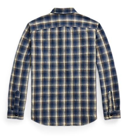 RRL - LS Cotton Plainweave Plaid Jasper Workshirt -  back