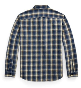 RRL - LS Cotton Plainweave Plaid Jasper Workshirt -  back