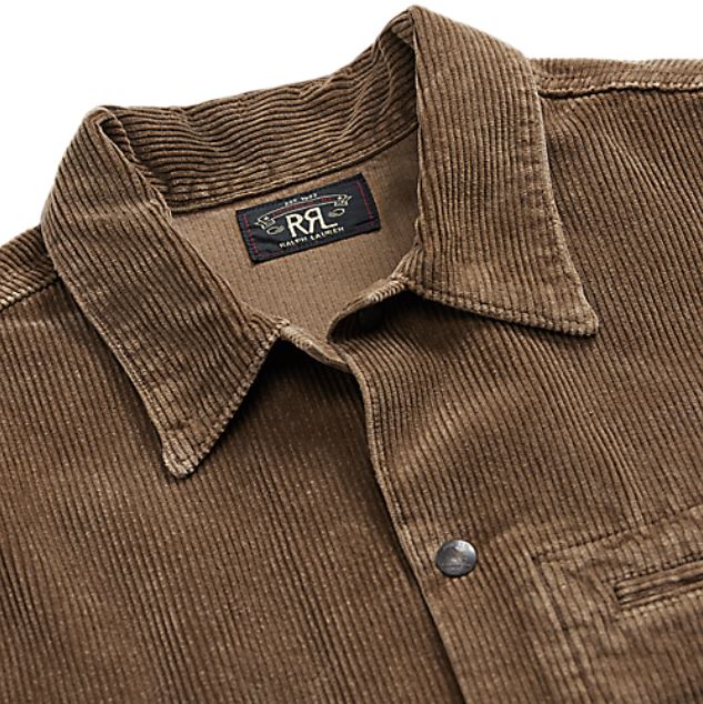 RRL - LS Cotton Corduroy 3-Pocket Eastwood Overshirt w/ Patch Repairs - close