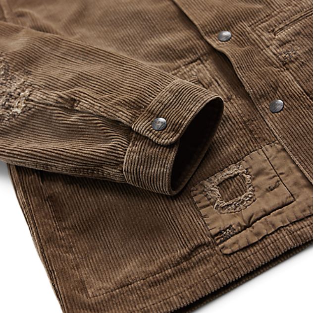 RRL - LS Cotton Corduroy 3-Pocket Eastwood Overshirt w/ Patch Repairs - sleeve