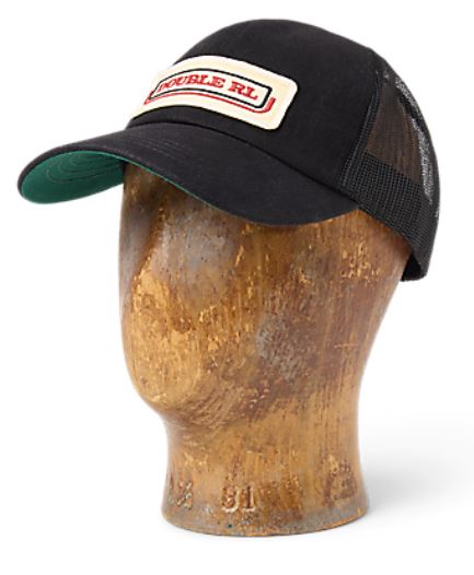 RRL- Cotton 3x1 RHT Denim "Double RL" Logo Trucker Hat w/ Mesh Back Panels