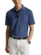 Load image into Gallery viewer, model wearing RLX- SS Lightweight Airflow Printed Polo - Navy Golf Buggy
