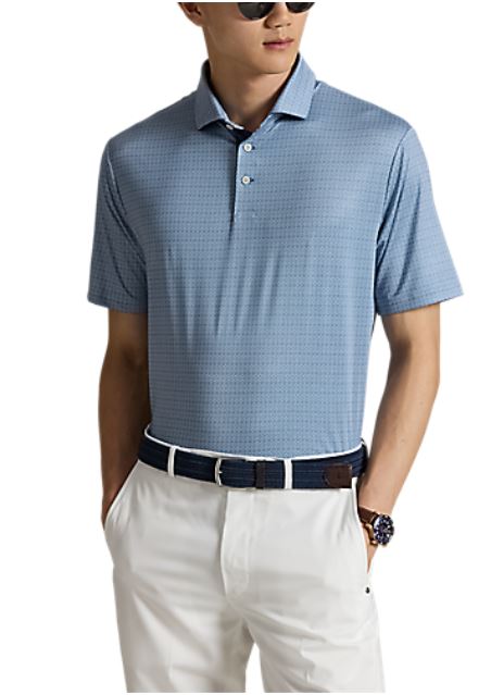 model wearing RLX- SS Featherweight Airflow Jersey Knit Polo - Mulligan Foulard