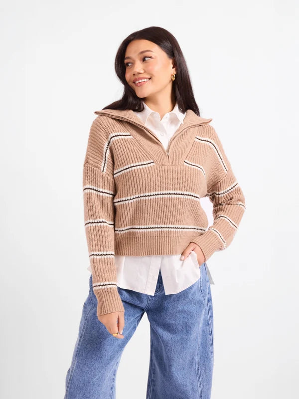 Sadie & Sage - Warm Chai Quarter Zip Pullover
