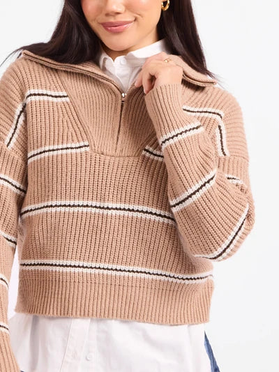 Sadie & Sage - Warm Chai Quarter Zip Pullover
