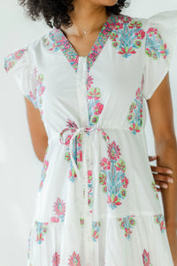 Model wearing Victoria Dunn - Rosa Dress in Lemon Drop.