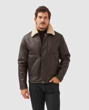 Load image into Gallery viewer, Model wearing Rodd &amp; Gunn - Arrowtown Shearling Leather Jacket in Mocha.
